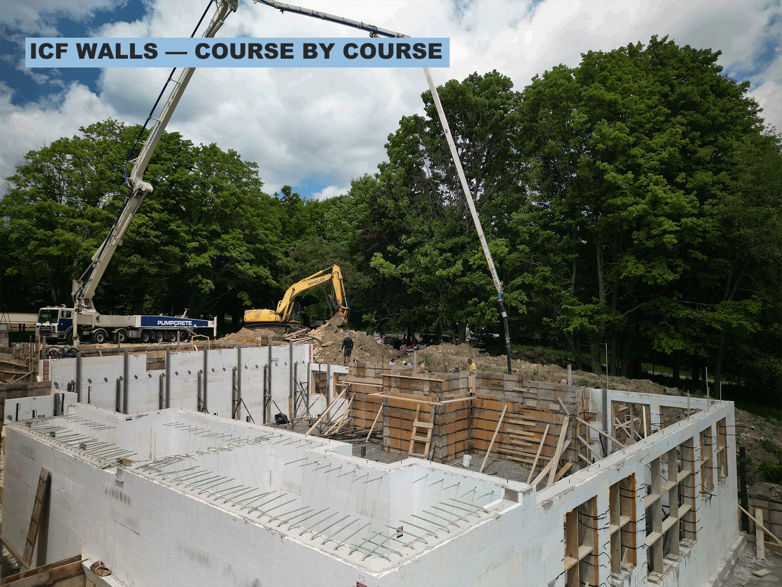 ICF wall installation on a custom home
