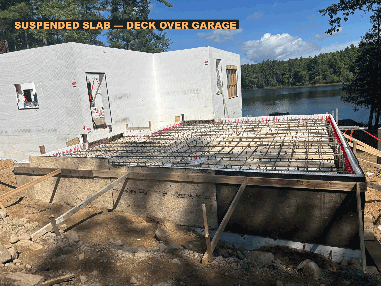 Suspended slab deck over garage
